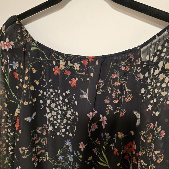 Alice + Olivia Floral Garden Top Size XS Butterfly Spring Blouse Peasant Designe - Picture 9 of 11